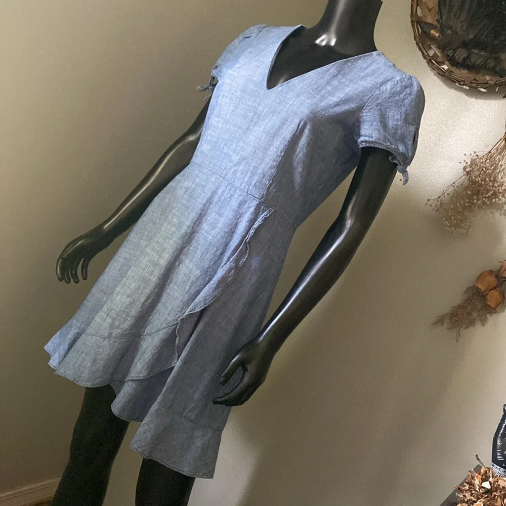 J. Crew Blue Flutter Sleeve V-Neck Sundress